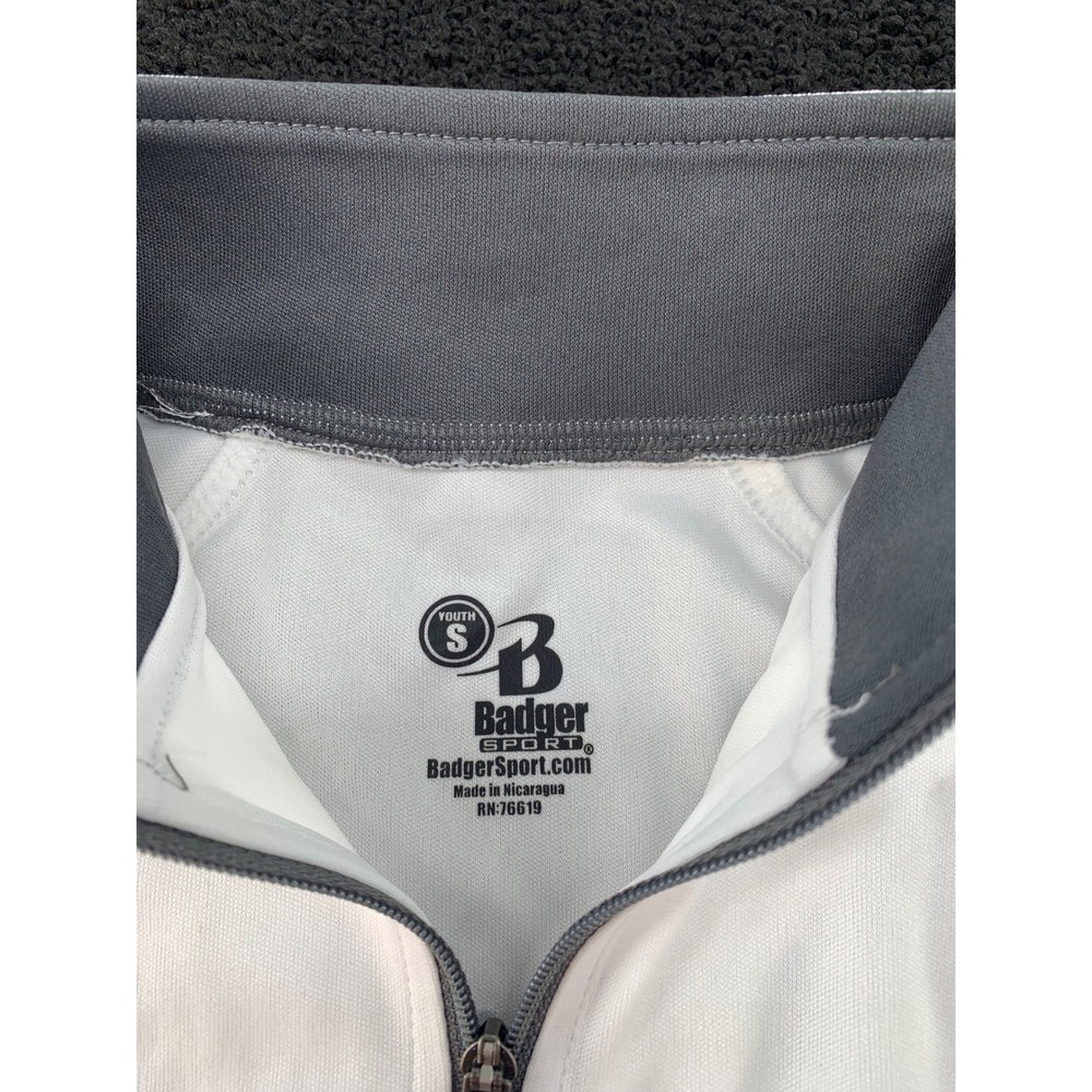 Badger Sport Youth Small White SC‎ Logo 1/4 Zip Short Sleeve Athletic Shirt